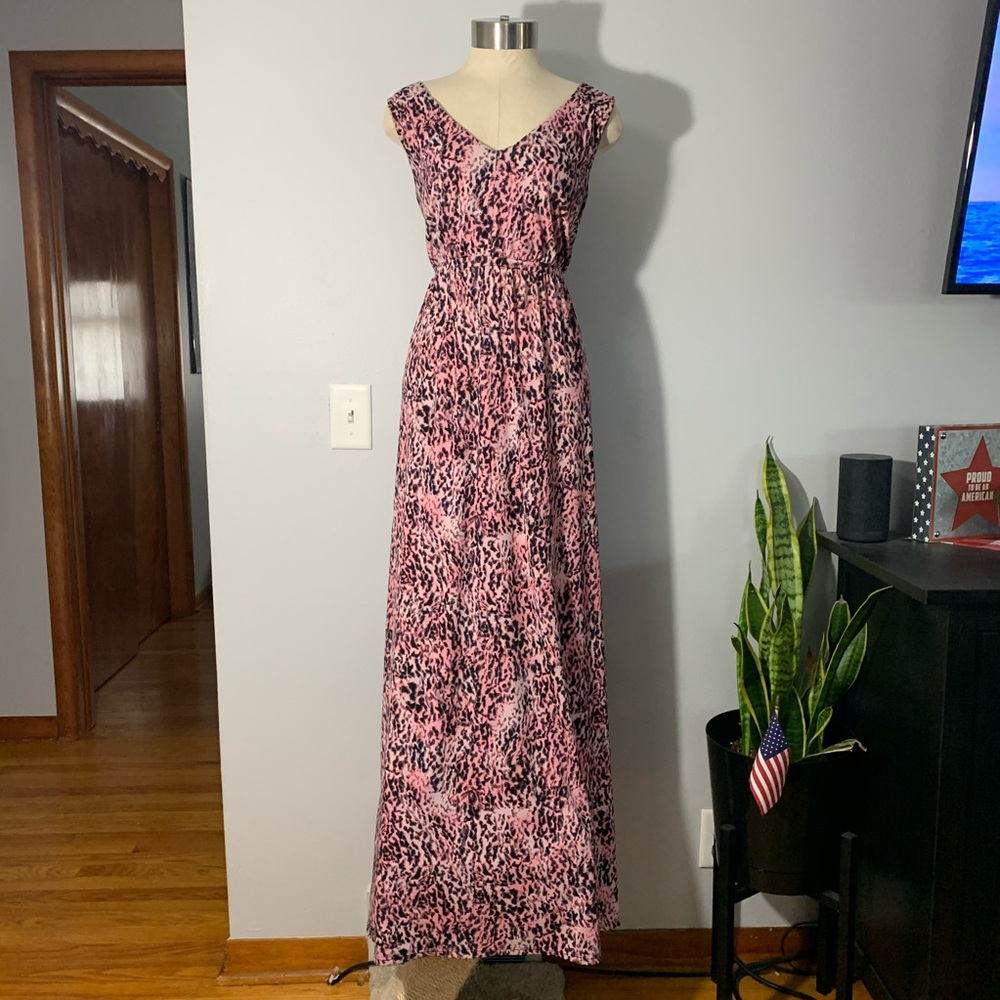 Jennifer Lopez Pink Leopard Maxi Dress